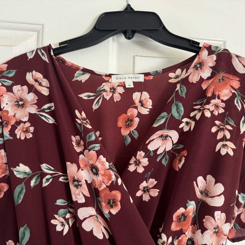 Stevie Hender Burgundy Floral High/Low Maxi Dress | Size M - Picture 10 of 12